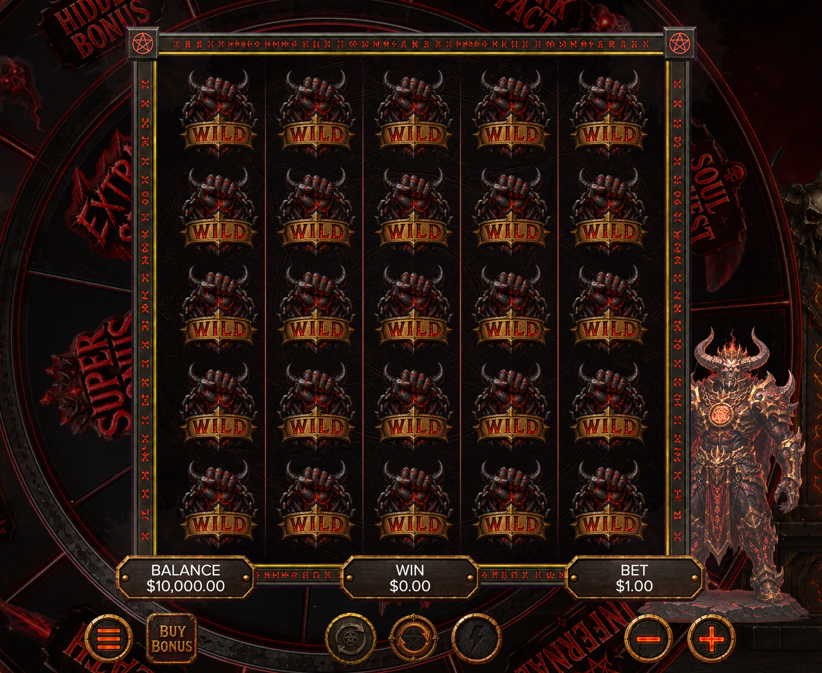 BAAL development build: a full board of wilds with the demon lord watching